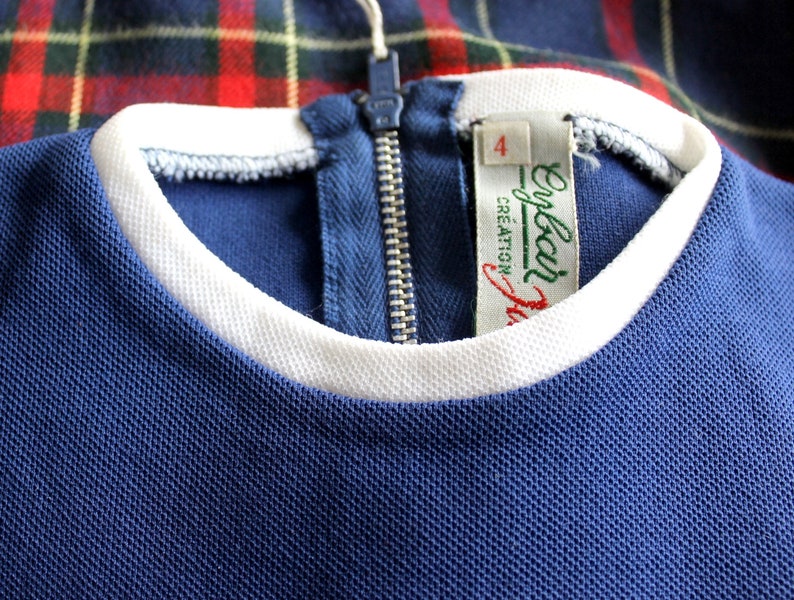 Size 2 years Vintage 60/'s pleated blue dress French NOS