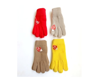 Gants en tricot acrylique des années 60/70 - Couleur au choix - Stock ancien neuf - Taille 10 ans