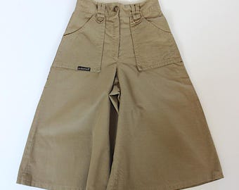 Vintage 70's kakhi green cotton skirt pants - French NOS - Size 10 years