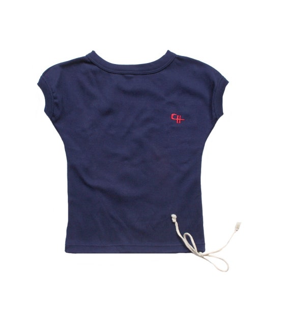 Vintage 70's navy blue cotton tee - French NOS - … - image 1