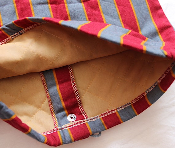 French vintage 1980s striped padded jacket - Burg… - image 4