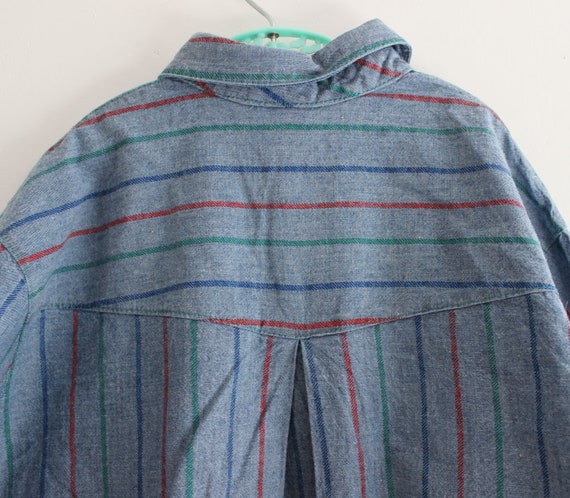 Vintage 80's striped Chambray cotton shirt - Span… - image 4