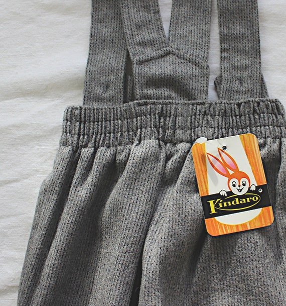 Vintage 70's grey wooly suspender pants - Spanish… - image 3