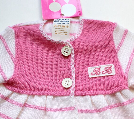 france vintage baby pink cardigan.カーディガン