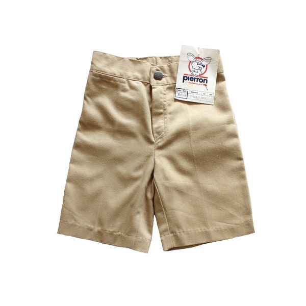 Short en toile beige des années 70 - Stock ancien neuf - Taille 5 ans