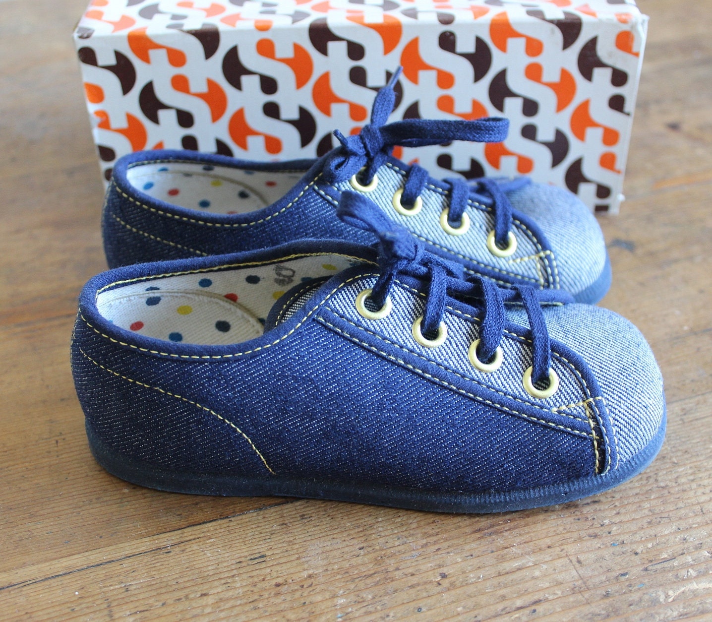 Vintage 60/70's Superga Denim Canvas Shoes French New Old Stock