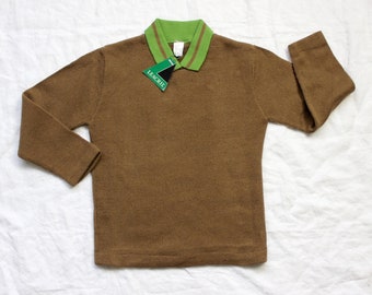 Vintage 1970's brown polo sweater - Italian NOS - Size 5 years
