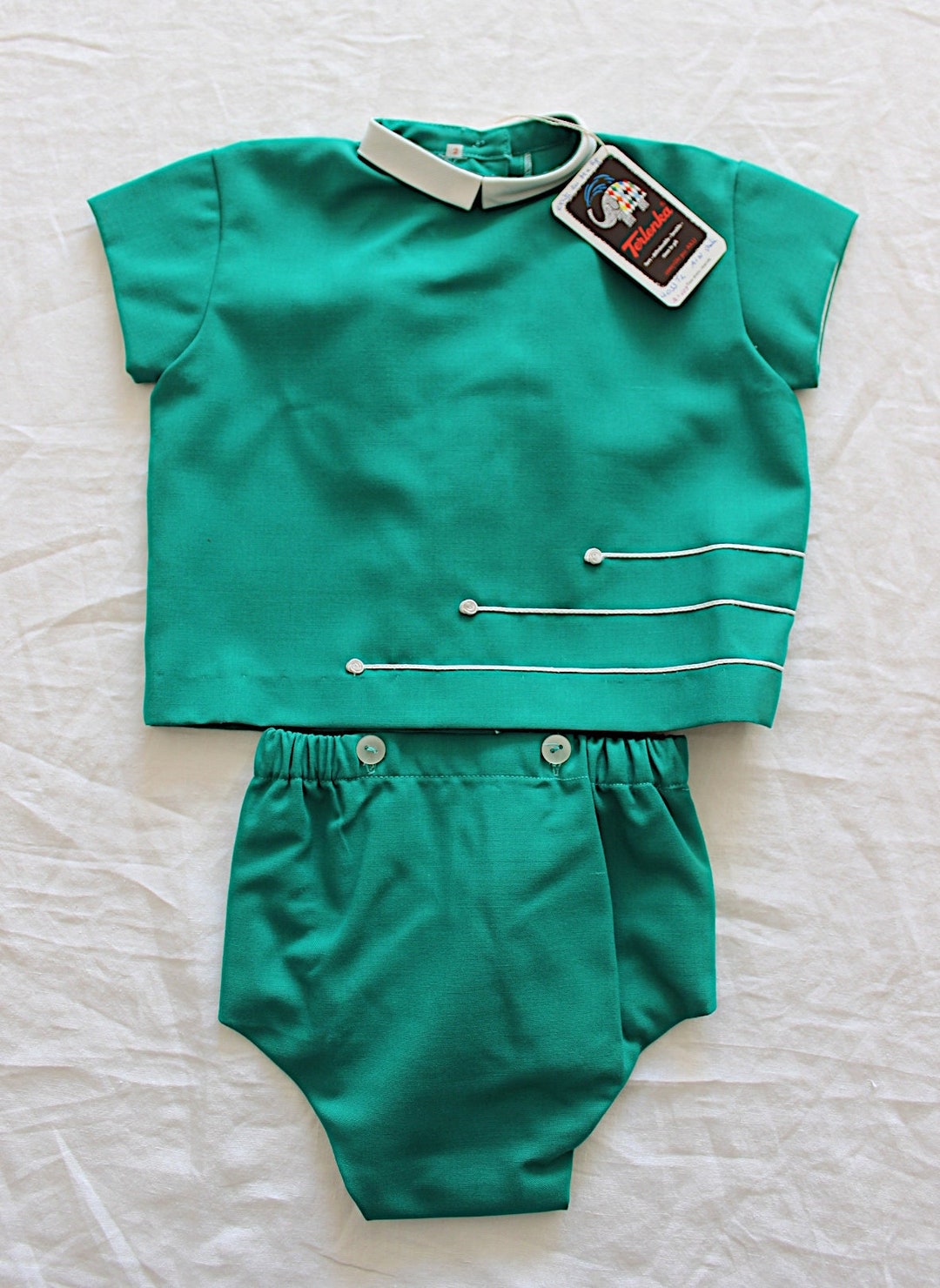 Vintage 60's Green Terlenka Bloomers Set Belgian New Old Stock Size 2