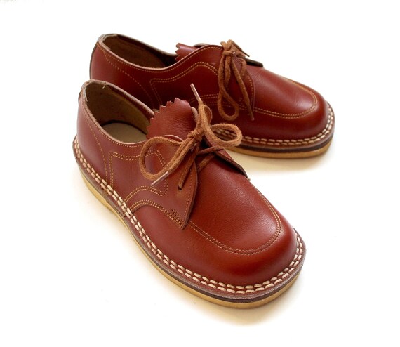 Minimaliseren Vermelding bezoek Roodbruine leren schoenen uit de jaren '50 Stock New - Etsy België