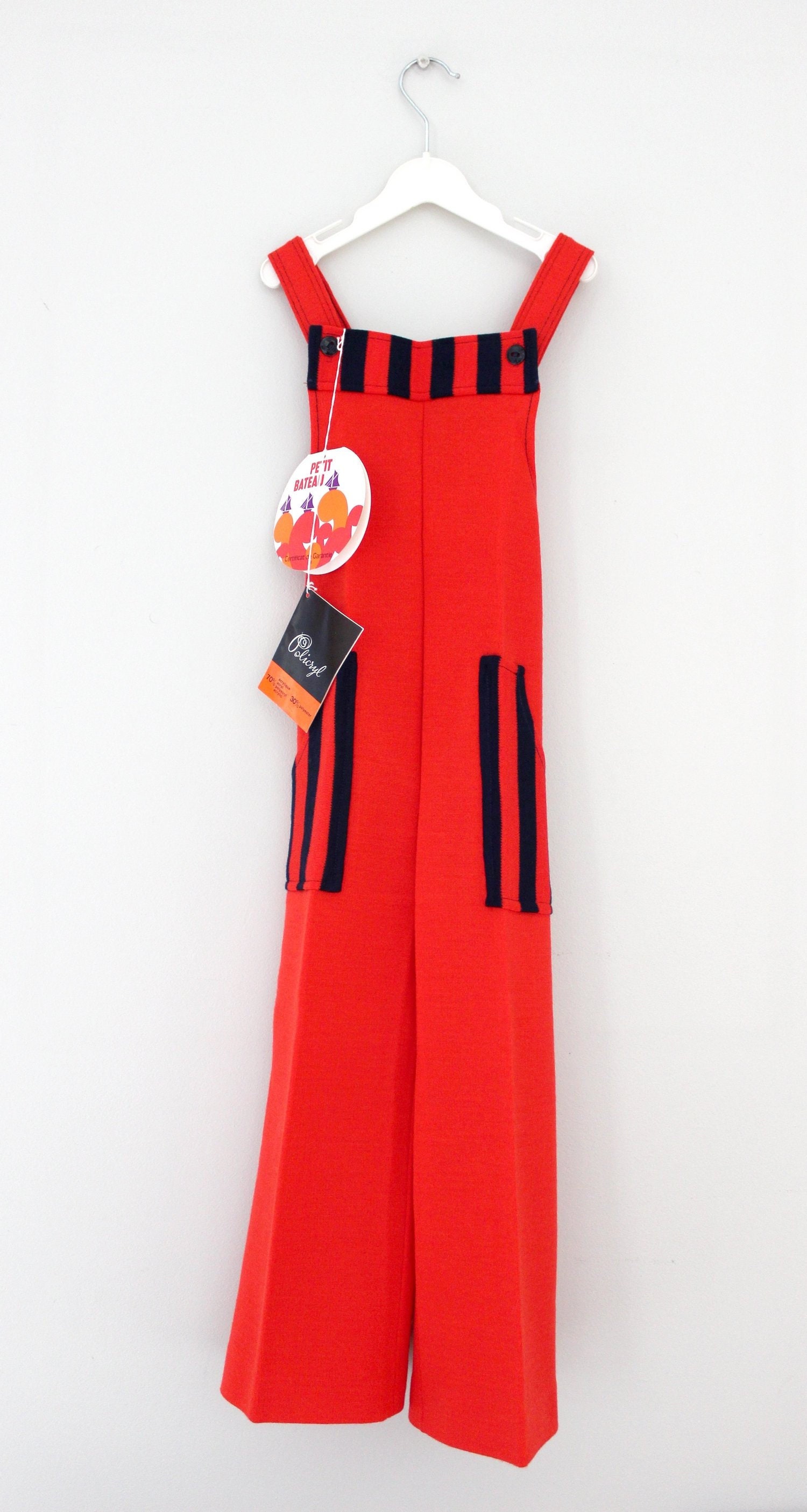 VINTAGE 70's Red Jersey Jumpsuit From 