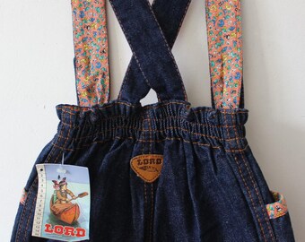 【韓国発】Vintage Suspenders Denim Pants Vintage 80's Suspender Denim Pants With Floral Details