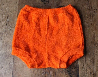 Vintage 1970's orange terrycloth knickers - French new old stock - Size 6 months