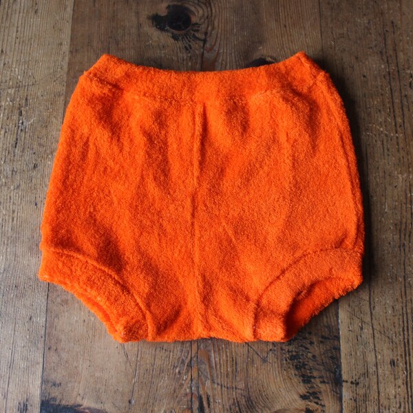 Culotte en éponge orange vif des années 70 - Stock Neuf - Taille 6 mois