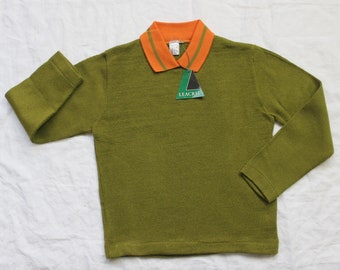 Vintage 1970's bronze and orange polo sweater - Italian NOS - Size 6 years