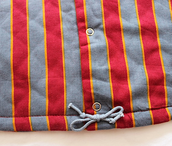 French vintage 1980s striped padded jacket - Burg… - image 3
