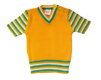 talla 12 años Ropa Ropa unisex para niños Jerséis stock antiguo nuevo Camisa manga corta naranja a rayas de los años 70 