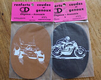 Vintage 1970&#39;s faux leather printed knee patches - French New old stock