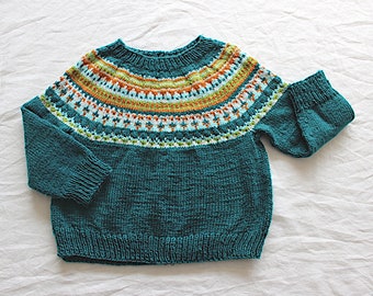 Vintage 1980s handknitted raglan sweater - Size 5 years