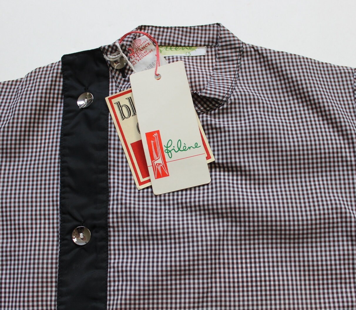 Vintage 70's Checkered Nylon Jacket French NOS Size 2 Years Vintage 70's Checkered Nylon Jacket French NOS Size 2 Years