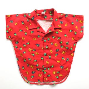 Vintage 80's red cotton oversized printed shirt - French NOS - Size 8 years