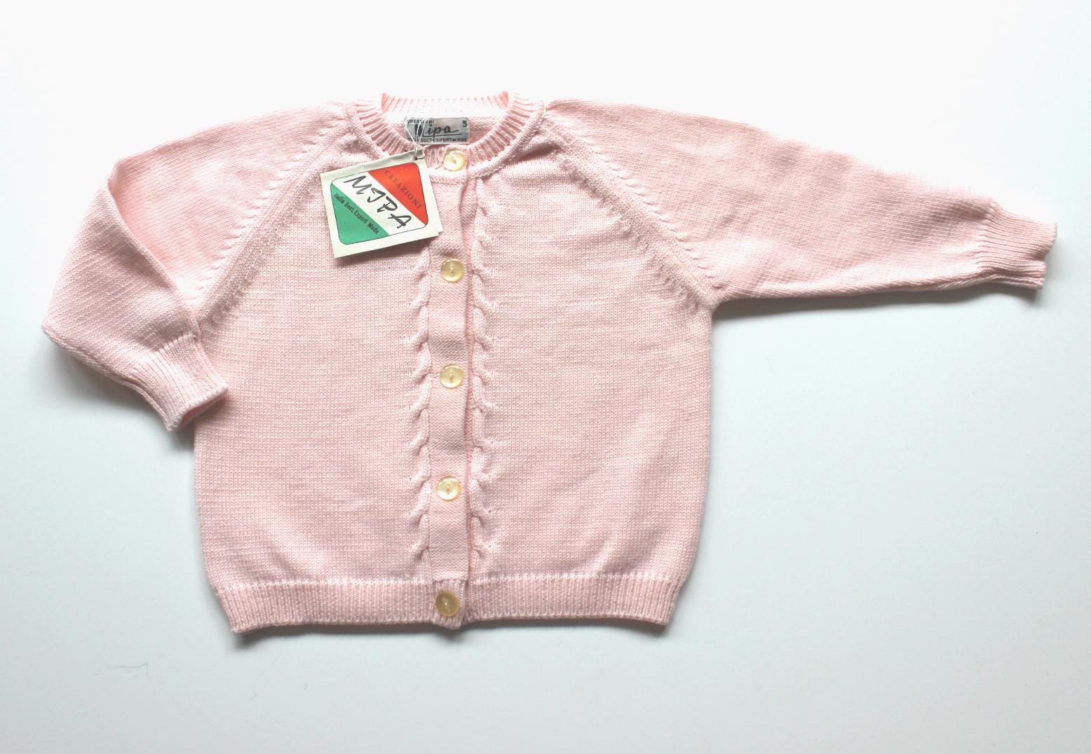 Vintage 1960/70's Light Pink Wool Cardigan - Italian NOS - Size 1