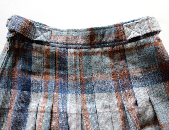 Vintage 70's plaid wooly pleated skirt - French N… - image 5