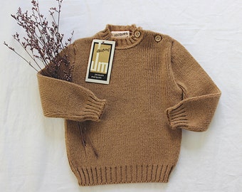 Pull beige des années 70 - Stock ancien neuf - Taille 9/12 mois