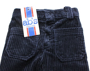 Pantalon en velours côtelé bleu marine des années 70 - Stock Neuf - Taille 4 ans