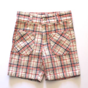 Vintage 1970/80&#39;s plaid cotton shorts - French new old stock - Size 3 years