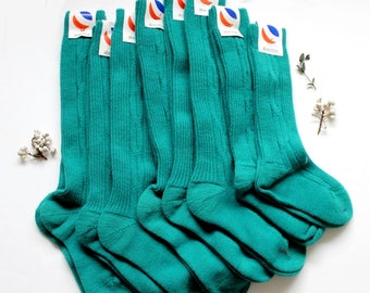 French vintage 70's green Absorba socks - New old stock - size 27/28 - 29/30 - 31/32 - 33/34 - 35/36 EU