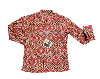 French vintage 70's paisley patterned shirt - New old stock - Size 6 years