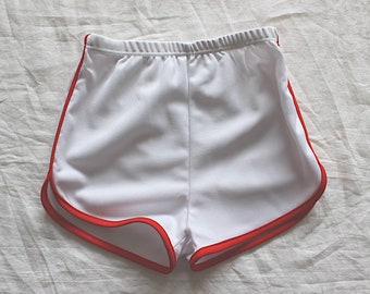 Vintage 80's white polyester jersey shorts - New old stock - Size 6/10/12 years