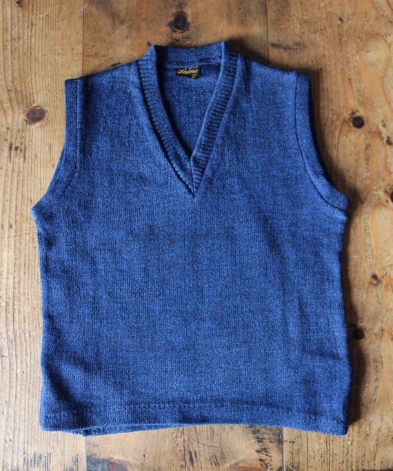 Vintage 50/60's wool knitted vest - French NOS - … - image 1