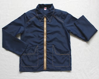 Veste légère en polyamide bleu marine des années 70 - Stock Neuf - Taille 12 ans