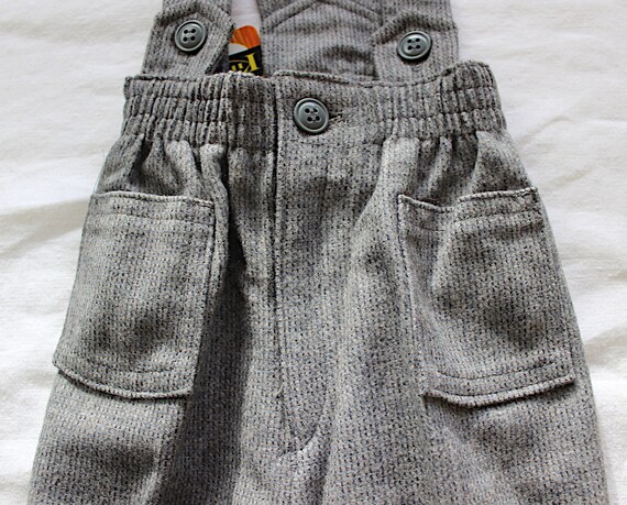 Vintage 70's grey wooly suspender pants - Spanish… - image 2