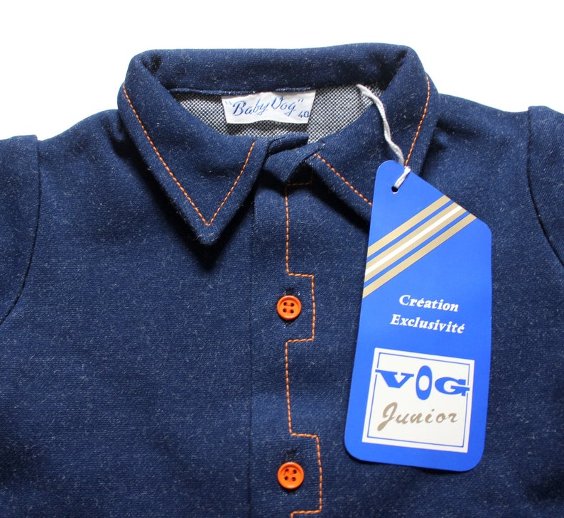 FRENCH VINTAGE 6070/'s Denimlike Jersey Jackets and Trousers Size 18 months and 2 years French NOS