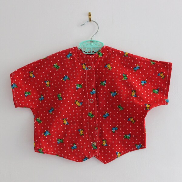 Vintage 80's patterned cotton handmade top - Size 12/18 months