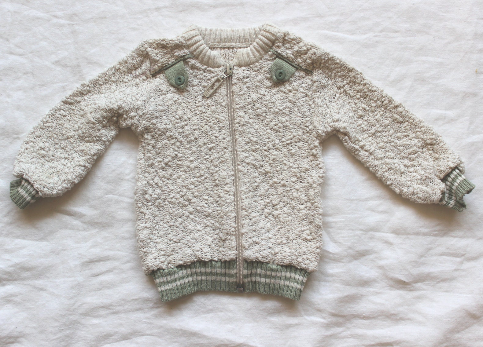 Vintage 70s Cream Cable Knit Cardigan - Etsy