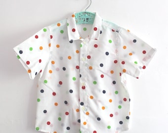 Vintage 80/90's polka dots shirt - New old stock - Size 3 years