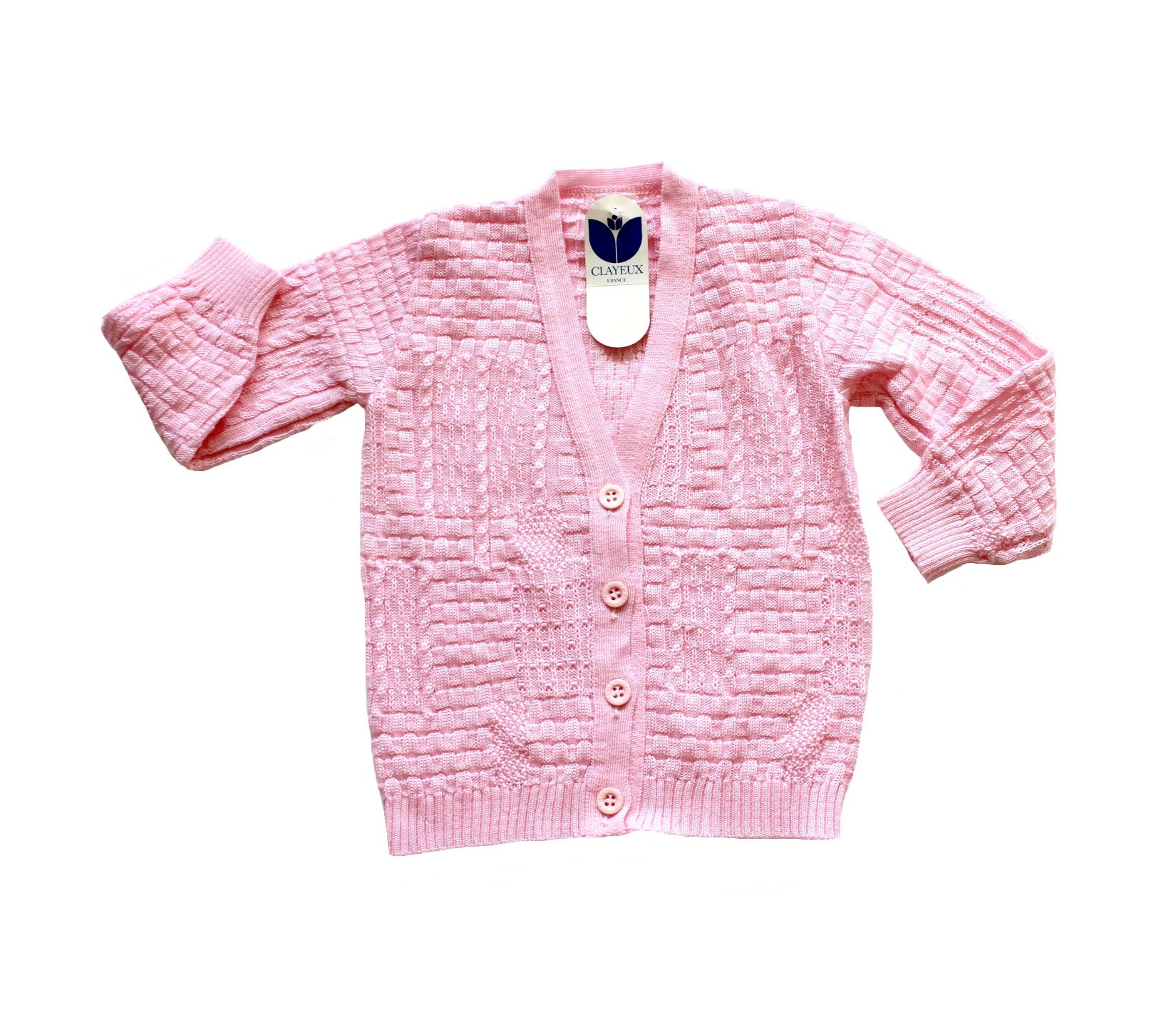 france vintage baby pink cardigan.カーディガン