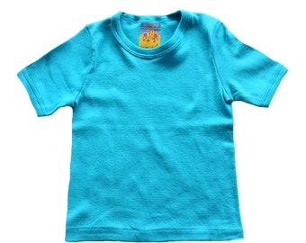 Tee-shirt en coton des années 70 - turquoise ou orange -  Stock Neuf - Taille 2 ans