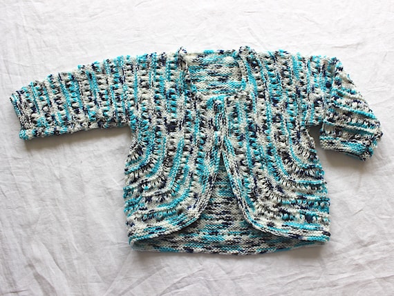 Vintage 1980s handknitted multicolored cardigan -… - image 1