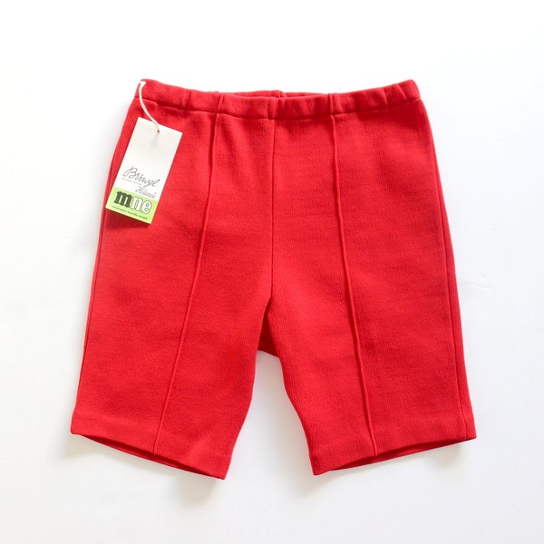 Short long en jersey polyamide rouge des années 60/70 - Stock Neuf - Taille 6 et 12 ans