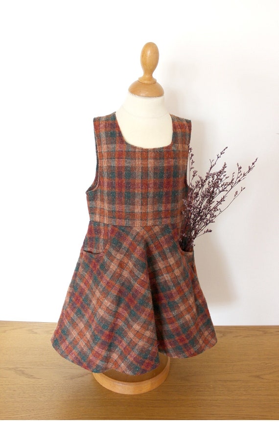 VINTAGE 70's plaid wooly dress - French NOS - Size
