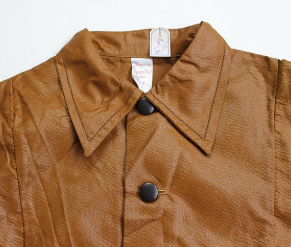 Vintage 70's Ocher Nylon Jacket With Patch - French NOS