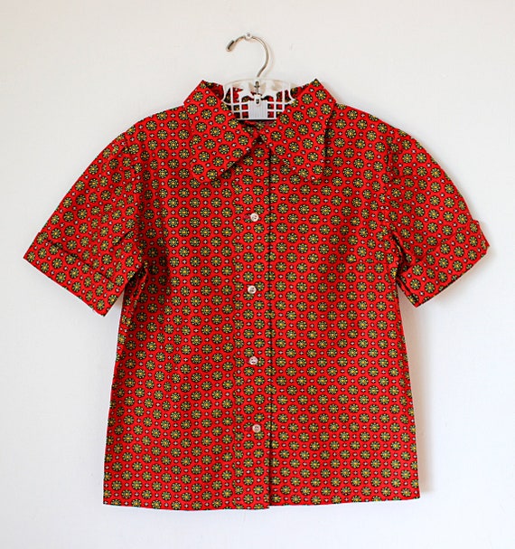 Vintage 60/70's floral cotton summer shirt - New … - image 1