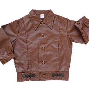 Vintage 70&#39;s chocolate brown nylon jacket with patch - French NOS - Size 4 years