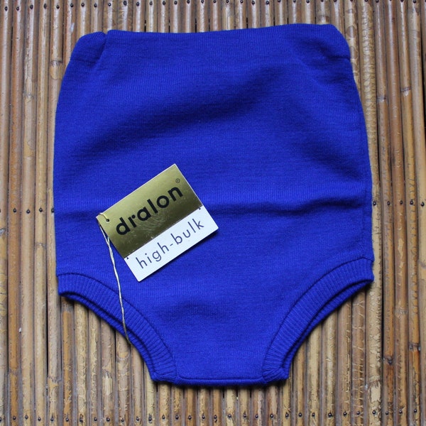 Culotte en tricot bleu profond des années 60 - Stock ancien neuf - Taille 3/4 ans