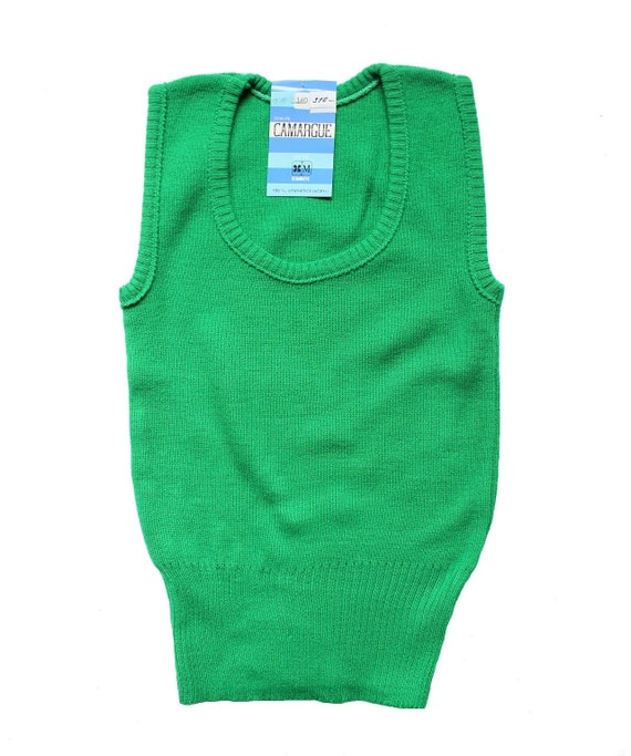Vintage 70's Apple Green Knitted Vest 
