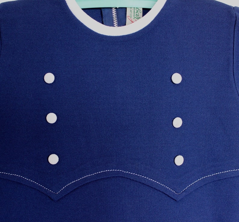 Size 2 years Vintage 60/'s pleated blue dress French NOS